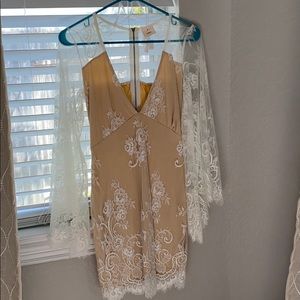 Nude/white lace dress